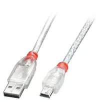 Lindy 5m USB 2.0 laidas - A tipo į Mini-B, permatomas