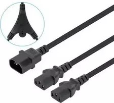 Manhattan Y-splitter maitinimo kabelis, C14 vyriškas į 2x C13 moteriškas, 1,8 m, 10 A, juodas