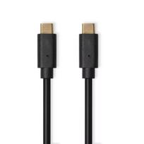 USB-C į USB-C laidas, 1 m, juodas, 10Gbit/s, 60 W PD, 90° jungtis