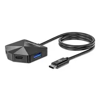 Manhattan USB-C ir USB-A jungties / stotelė, 4 prievadai: 2x USB-A, 2x USB-C, 5Gbps (USB 3.2 Gen1), kampu išdėstyti prievadai, maitinama per USB