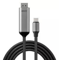Lindy 43504 vaizdo kabelio adapteris 2 m USB Type-C DisplayPort pilkas