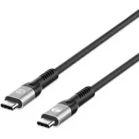 Manhattan Fast USB-C į USB-C laidas (240W), 1 m, 240W nešiojamojo kompiuterio įkrovimas + didelės spartos duomenys ir vaizdas, veikia su VISIEMS nešiojamiesiems (reikalingas papildomas USB-C 240W sieninis įkroviklis), 40Gbps itin greiti perkėlimai, juoda