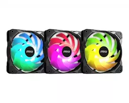MSI MAX F12A-3 120mm ARGB ventiliatorių rinkinys - 3 vnt. 120mm ARGB PWM ventiliatoriai, 600-1500 RPM, Mystic Lighting Sync
