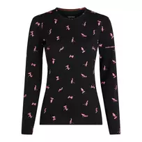 Icebreaker Merino 200 Oasis LS Crew Women's Ski Day Black/Acid Pink