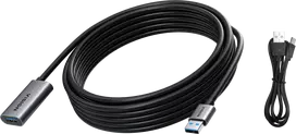 VISION TC 5MUSB3.0EXT+/BL USB 3.0 aktyvus prailginimo kabelis 5 m USB-A kištukas/lizdas juodas sidabrinis