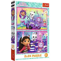 TREFL PUZZLE Dėlionė - 2x24 - Linksmybės su Gabby - Visuotinė Gabby Lėlių Namelis Trefl 34433