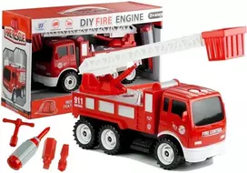 LEAN TOYS Gaisrinis automobilis su atsukimo čiuožykla ir įrankiais