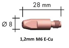 Kontaktinis antgalis E-Cu M6x28x8 1,2mm, Binzel