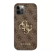 GUESS GUHCP12M4GMGBR PU 4G Metal Logo Case for iPhone 12|12 Pro - Brown