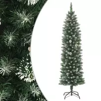 Dirbtinė siaura Kalėdų eglutė su stovu, 210cm, PVC