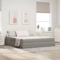 Lova su daiktų laikymo vieta ir čiužiniu Taupe 160 x 200 cm