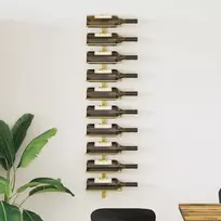 Prie sienos montuojamas vyno laikiklis, auksinis, metalas