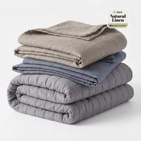 Lininis sunkios antklodės komplektas - Beige / 200x220cm / 9 kg