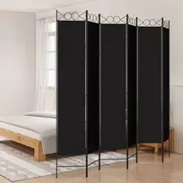 Kambario pertvara, 6 dalių, juodos spalvos, 240x220cm, audinys