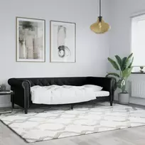 Sofa, juodos spalvos, 90x200cm, dirbtinė oda