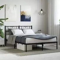 Metalinis lovos rėmas su galvūgaliu, juodos spalvos, 140x200cm