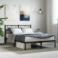 Metalinis lovos rėmas su galvūgaliu, juodos spalvos, 160x200cm