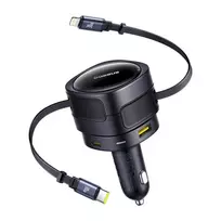 Baseus Enjoyment Max Car Charger with USB-C + Lightning Cables and USB-A + USB-C Ports 90W / black