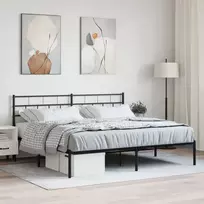 Metalinis lovos rėmas su galvūgaliu, juodos spalvos, 180x200cm