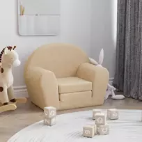 Vaikiška sofa-lova, kreminės spalvos, minkštas pliušas