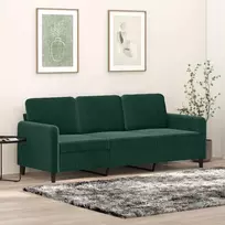Trivietė sofa, tamsiai žalios spalvos, 180cm, aksomas
