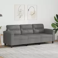 Trivietė sofa, tamsiai pilka, 180cm, mikropluošto audinys