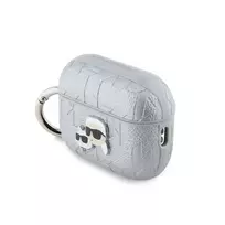 Karl Lagerfeld PU Embossed Karl and Choupette Heads Case for AirPods Pro 2 in Silver