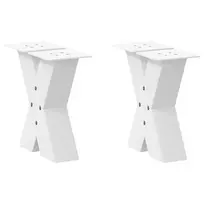 Kavos staliuko kojelės, X formos, 2 vnt., baltos, 40x(30-31) cm, plienas
