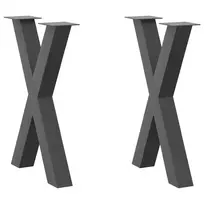 Valgomojo stalo kojos, X formos, 2 vnt., antracito spalvos, 50x(72-73) cm, plienas