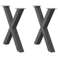Valgomojo stalo kojos, X formos, 2 vnt., antracito spalvos, 70x(72-73) cm, plienas