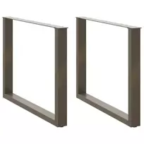 Valgomojo stalo kojelės, U formos, 2 vnt., natūralus plienas, 100 x (72-73) cm, plienas