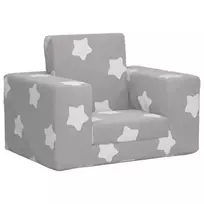 Vaikiška sofa-lova, pilka, minkštas pliušas, su žvaigždėmis