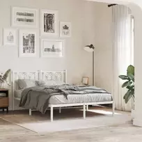 Metalinis lovos rėmas su galvūgaliu, baltos spalvos, 140x190cm