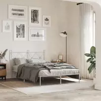 Metalinis lovos rėmas su galvūgaliu, baltos spalvos, 120x190cm