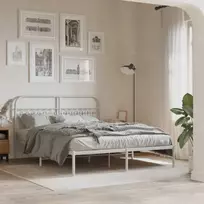 Metalinis lovos rėmas su galvūgaliu, baltos spalvos, 150x200cm
