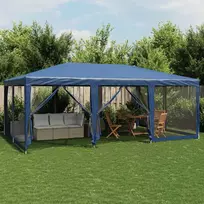 Proginė palapinė su 10 tinklinėmis sienomis, mėlyna, 6x4m, HDPE
