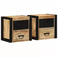 lovos spintelės 2 vnt 40x35x40cm masyvo neapdoroto medžio mango