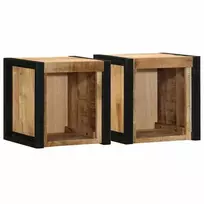 lovos spintelės 2 vnt 40x35x40cm masyvo neapdoroto medžio mango