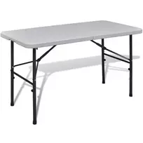 Sulankstomas sodo stalas, baltos spalvos, 122cm, HDPE
