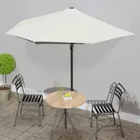 Balkono skėtis su aliuminio stulpu, smėlio, 300x155cm, pusinis