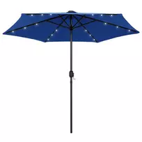 Sodo skėtis su LED ir aliuminio stulpu, mėlynas, 270cm