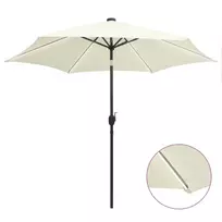 Sodo skėtis su LED ir aliuminio stulpu, smėlio baltas, 300cm