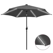Sodo skėtis su LED ir aliuminio stulpu, antracito, 300cm