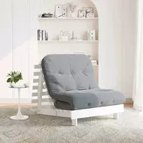 Futono sofa-lova su čiužiniu, balta, 80x206x11cm, pušis