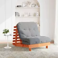Futono sofa-lova su čiužiniu, vaško ruda, 80x206x11cm, pušis