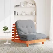 Futono sofa-lova su čiužiniu, vaško ruda, 90x206x11cm, pušis
