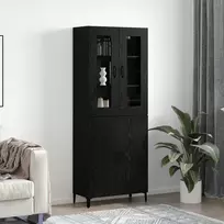 Aukštas spintelė 2 pcs Juodas ąžuolas Apdirbta mediena