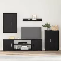 TV spintelių komplektas 4 pcs Juodas ąžuolas Apdirbta mediena