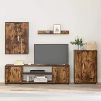 TV spintelių komplektas 4 pcs Rūkyto ąžuolo Apdirbta mediena