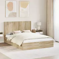 Lovos rėmas su saugojimu ir nugara Sonoma ąžuolas 160 x 200 cm